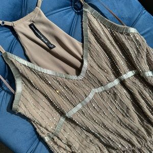 Beautiful neutral beaded cocktail dress